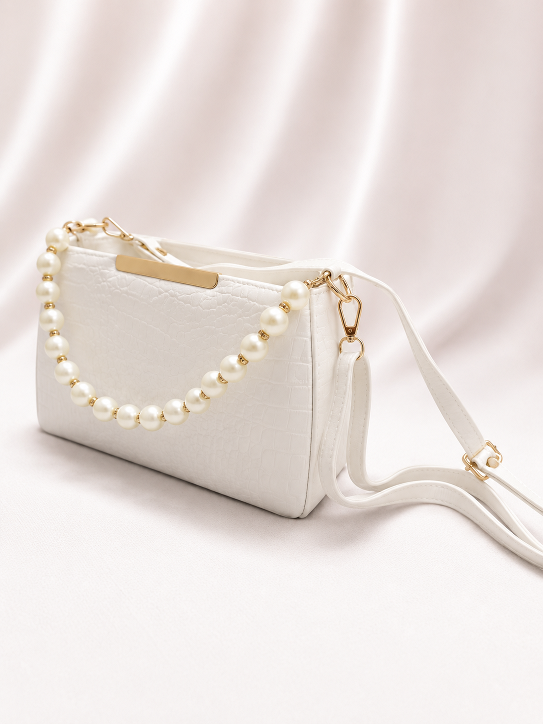 Women's Premium Korean PU Leather Pearl Sling Bag | Stylish Crossbody Handbag