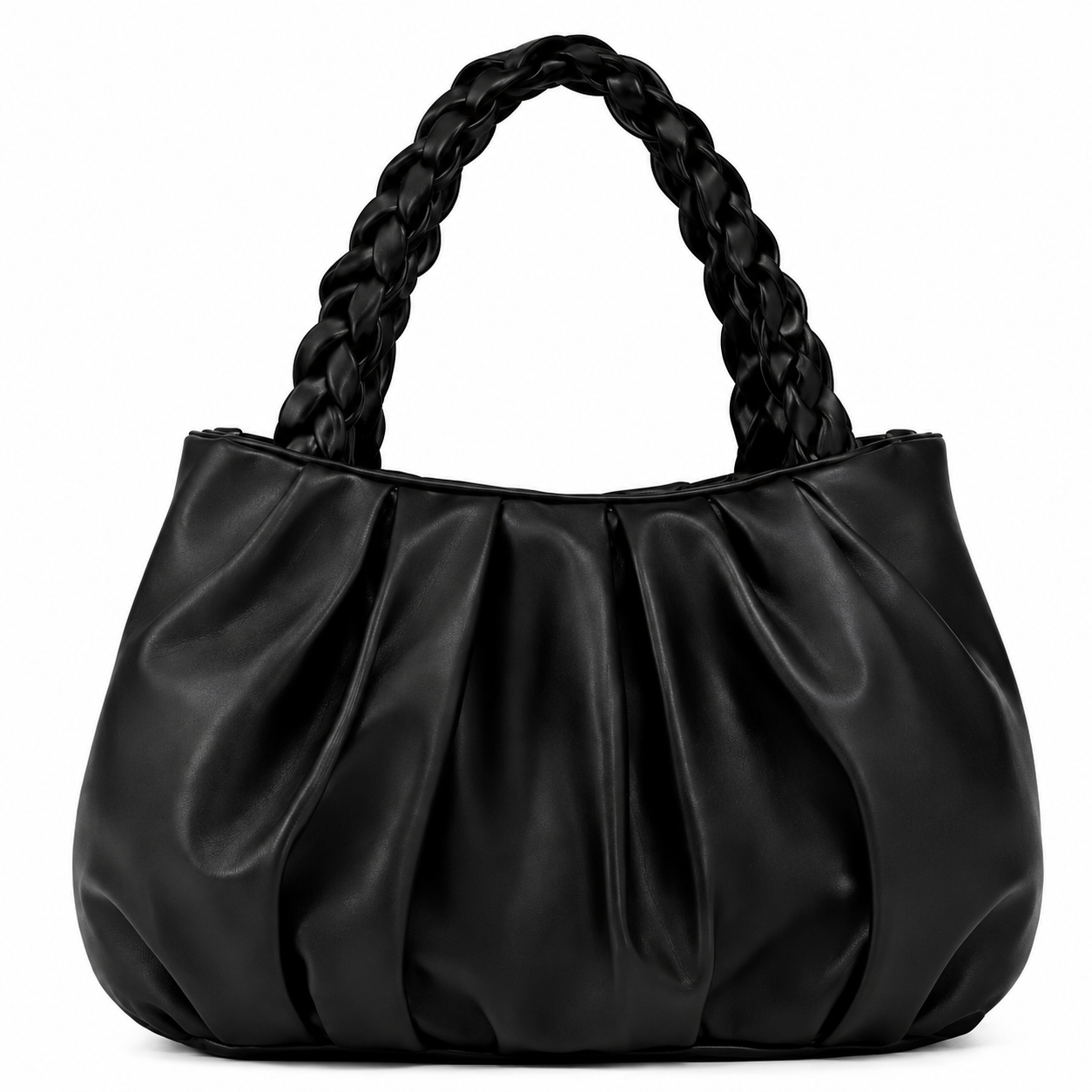 Women's Premium Braided Handle Shoulder Bag with Detachable Strap