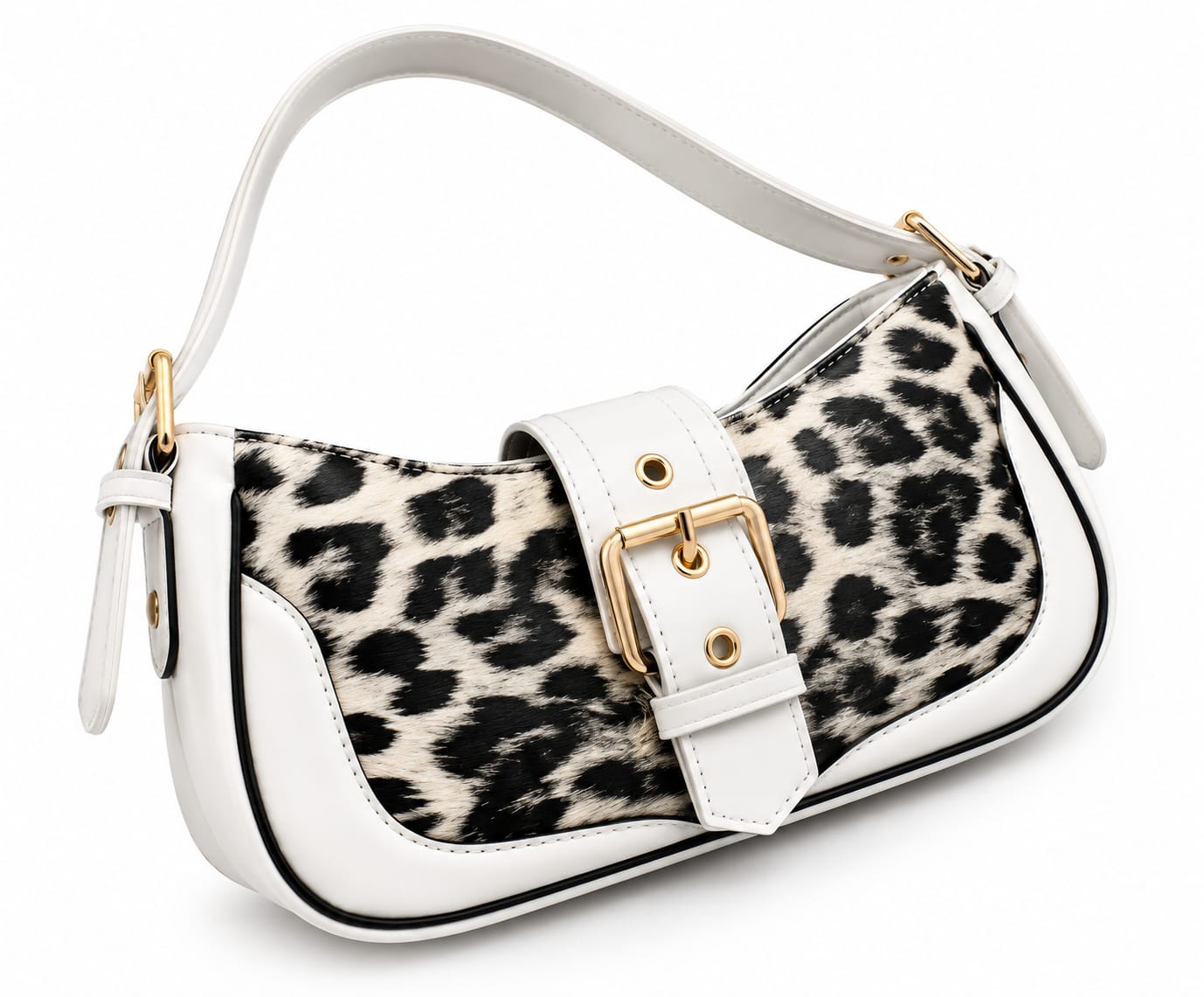 Women's Leopard Print Buckle Shoulder Bag | Premium PU Leather Handbag
