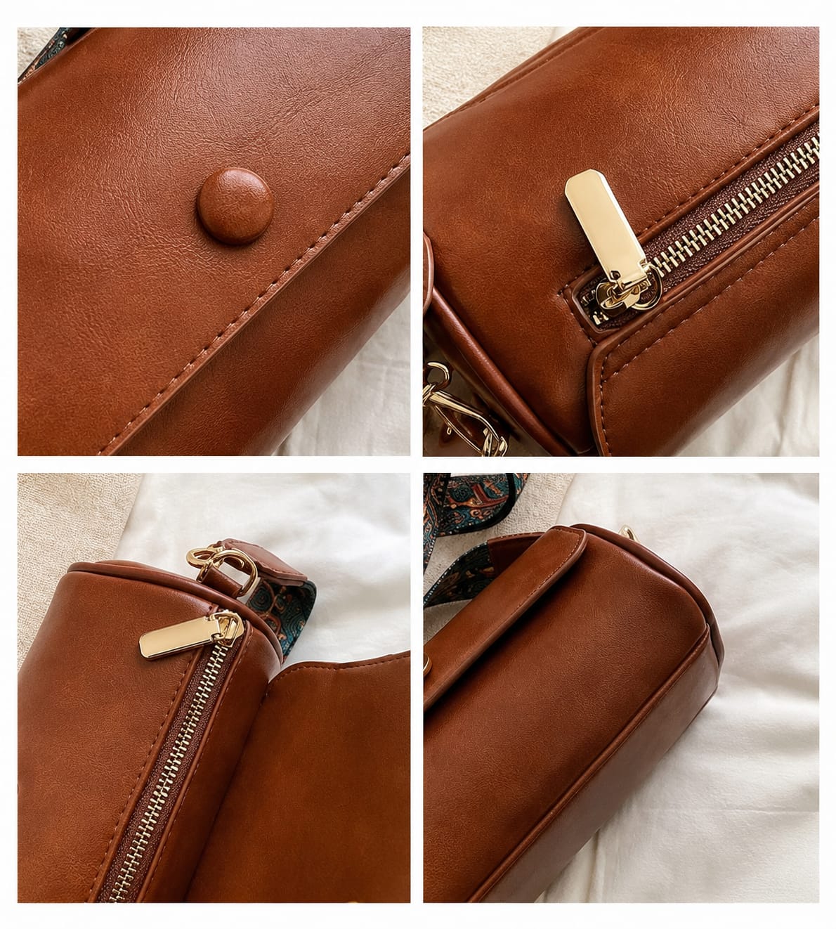 Women's Premium PU Leather Cylinder Sling Bag with Adjustable Printed Strap