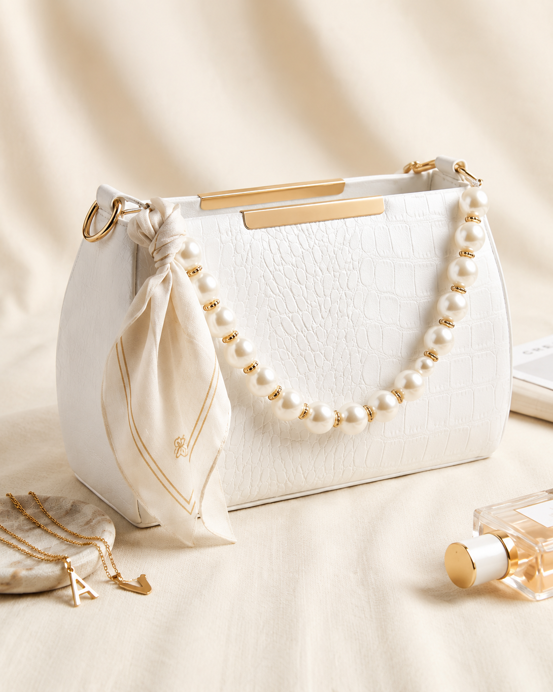 Women's Premium Korean PU Leather Pearl Sling Bag | Stylish Crossbody Handbag