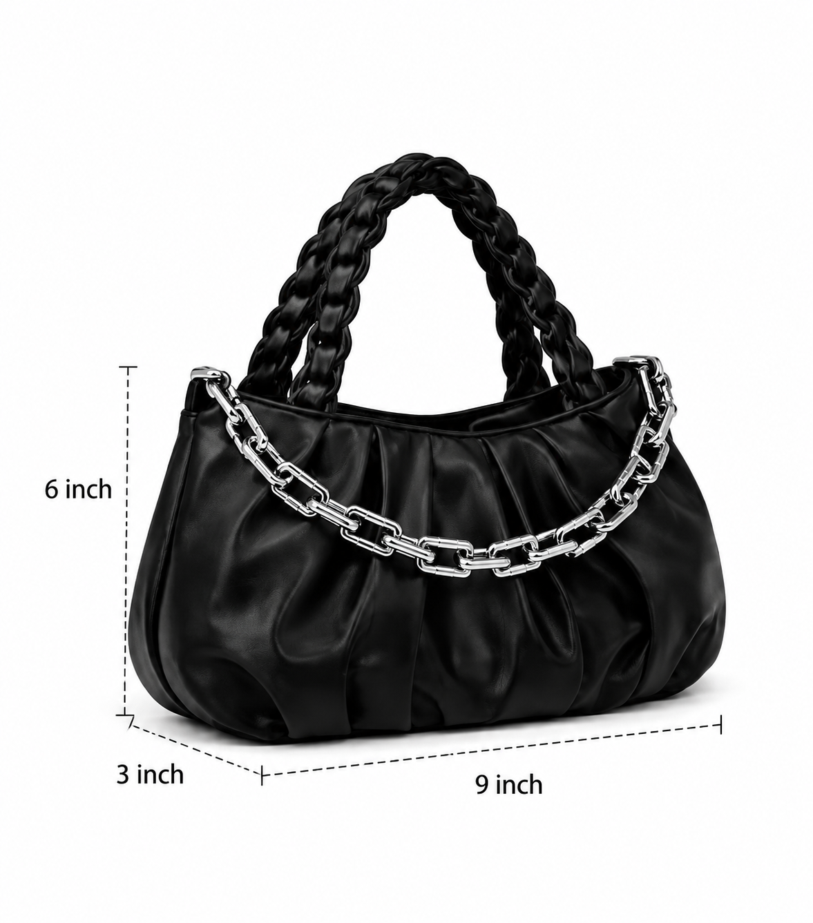 Women's Premium Braided Handle Shoulder Bag with Detachable Strap