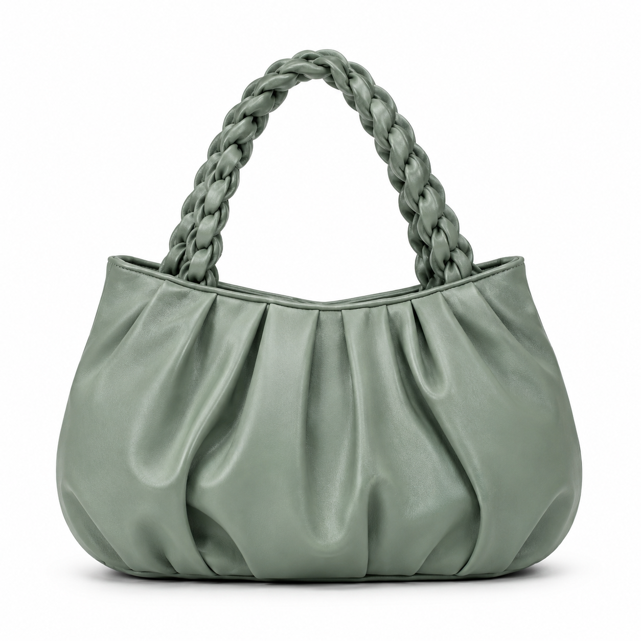 Women's Premium Braided Handle Shoulder Bag with Detachable Strap