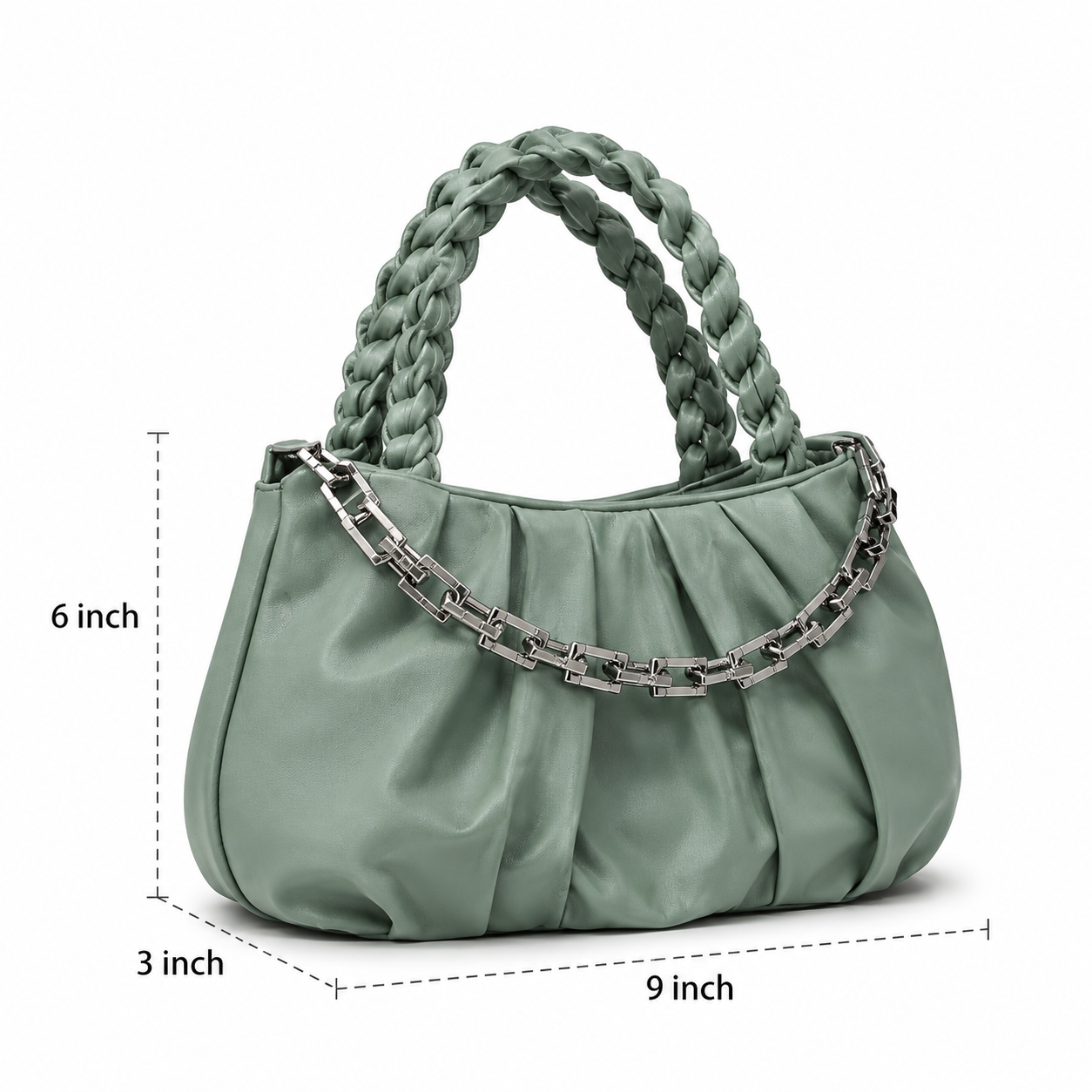 Women's Premium Braided Handle Shoulder Bag with Detachable Strap