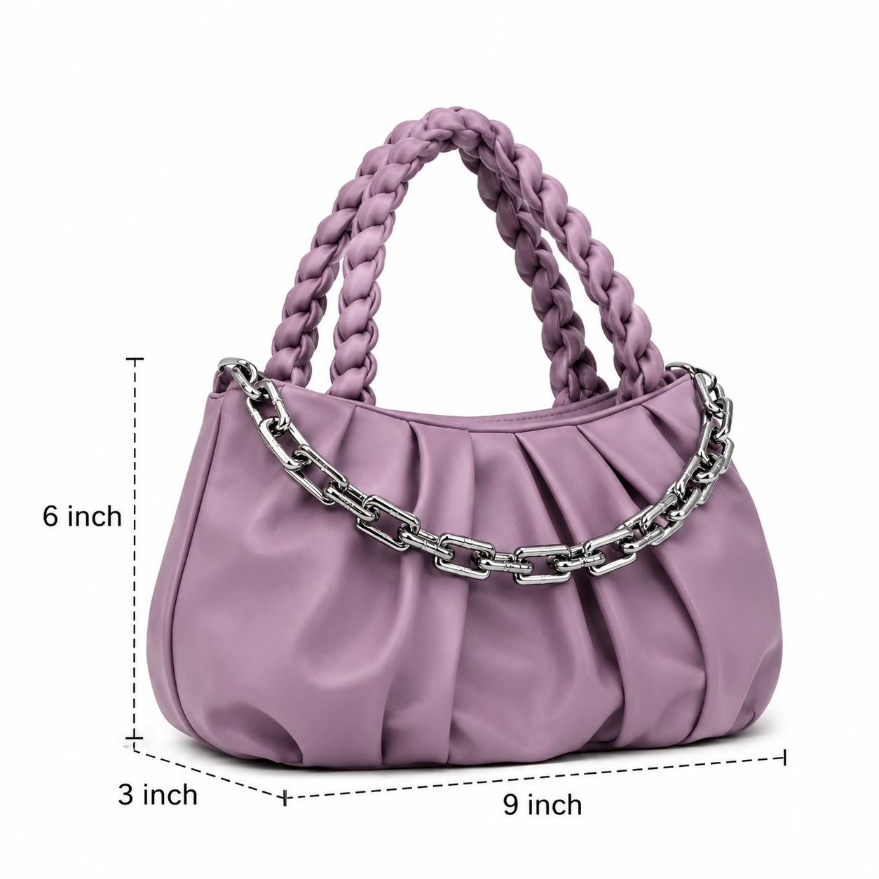 Women's Premium Braided Handle Shoulder Bag with Detachable Strap