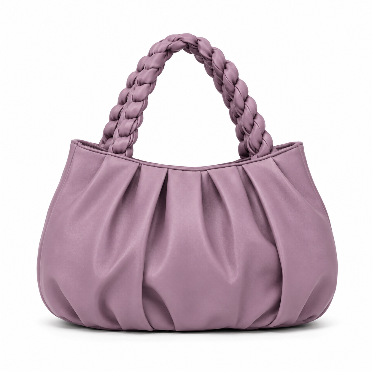 Women's Premium Braided Handle Shoulder Bag with Detachable Strap