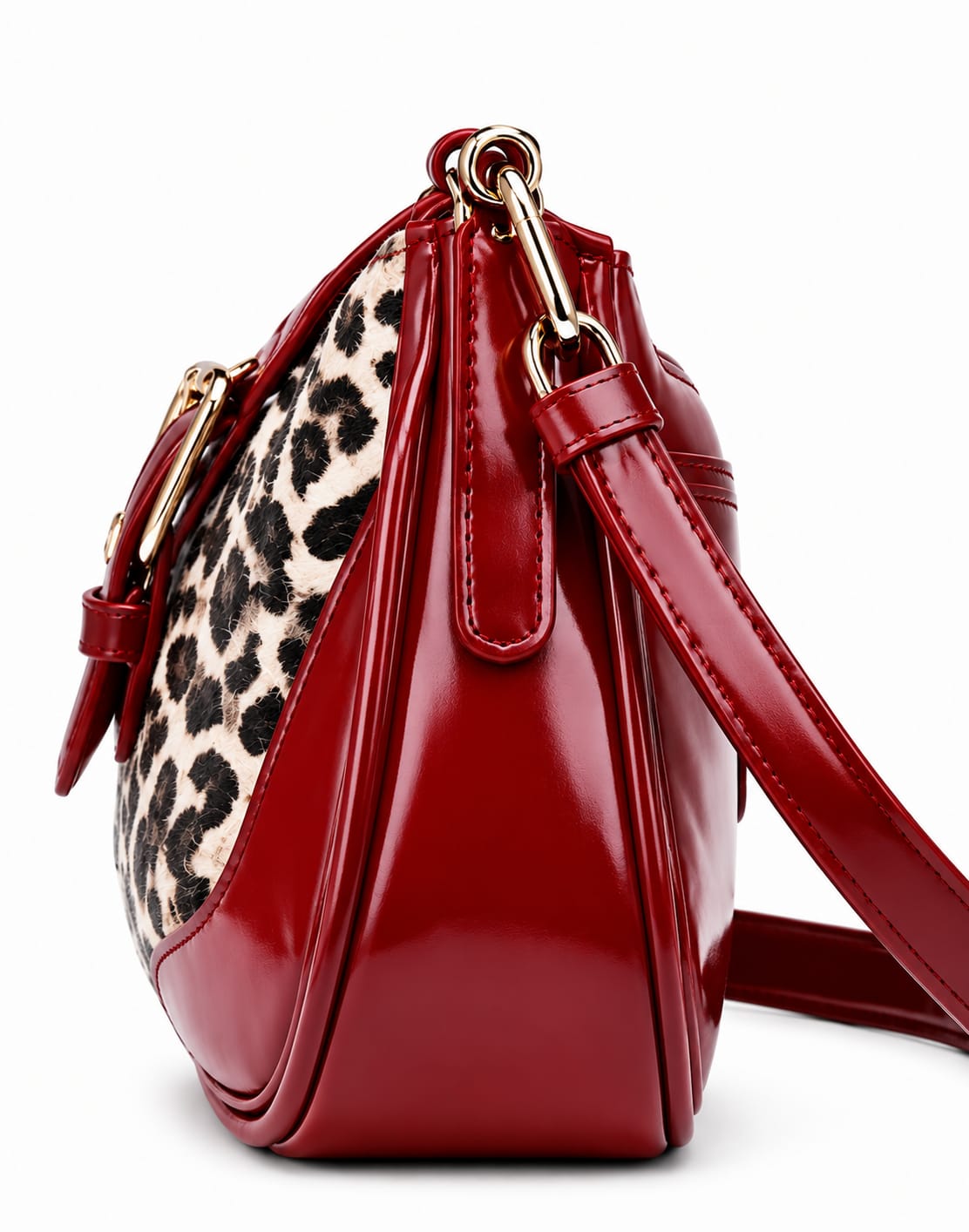 Women's Leopard Print Buckle Shoulder Bag | Premium PU Leather Handbag