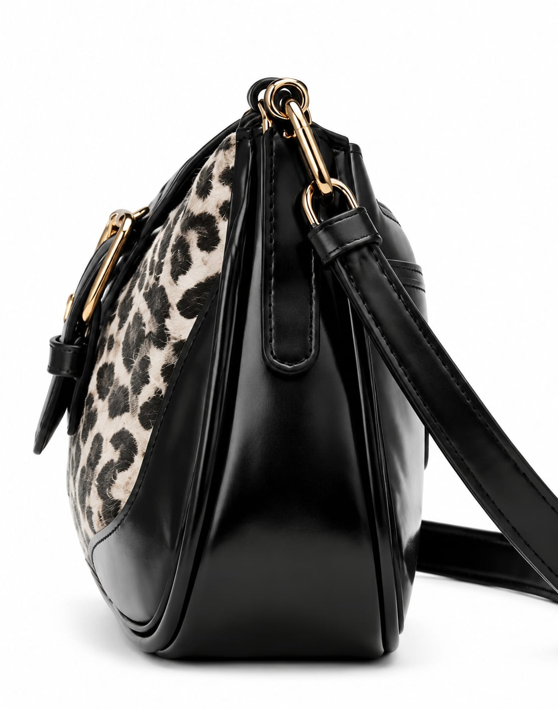 Women's Leopard Print Buckle Shoulder Bag | Premium PU Leather Handbag