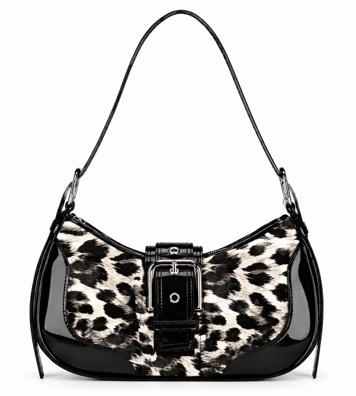 Women's Leopard Print Buckle Shoulder Bag | Premium PU Leather Handbag